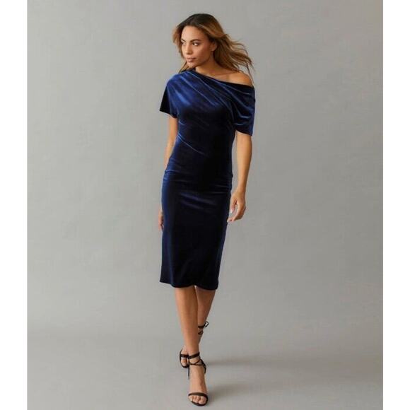 Me & Thee Dresses & Skirts - ME & THEE Sz 2 6 Blue Velvet Drop Shoulder Great Plains Dress NWT